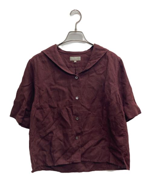 MARGARET HOWELL（マーガレットハウエル）MARGARET HOWELL (マーガレットハウエル) リネンセーラーカラーシャツ ブラウン サイズ:1の古着・服飾アイテム