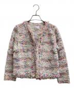 TOMORROW LANDトゥモローランド）の古着「ノーカラーツイードジャケット」｜ホワイト