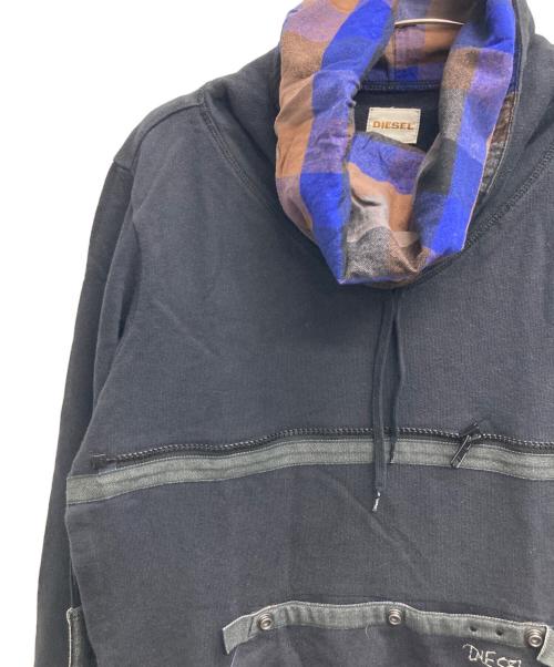 DIESEL（ディーゼル）DIESEL (ディーゼル) ジップデザインパーカー ブラック サイズ:Mの古着・服飾アイテム