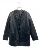 Loungedressラウンジドレス）の古着「フェイクレザーノーカラージャケット」｜ブラック