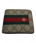 GUCCIグッチ）の古着「NEW WEB 2つ折り財布」｜ブラウン
