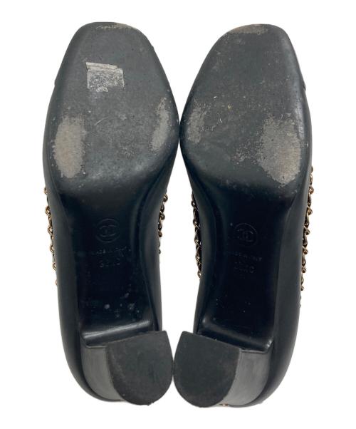 CHANEL（シャネル）CHANEL (シャネル) チェーントリム レザー パンプス ブラック サイズ:361/2Cの古着・服飾アイテム