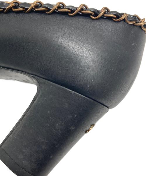 CHANEL（シャネル）CHANEL (シャネル) チェーントリム レザー パンプス ブラック サイズ:361/2Cの古着・服飾アイテム