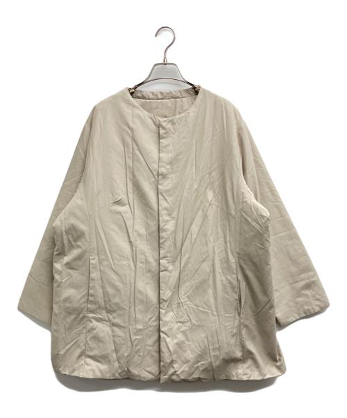 plantation（プランテーション）Plantation (プランテーション) ノーカラー ダウンコート アイボリー サイズ:3の古着・服飾アイテム