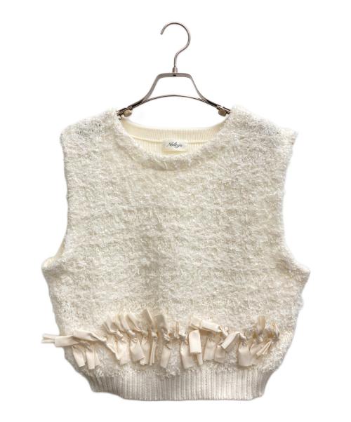 NOLLEY'S（ノーリーズ）NOLLEY'S (ノーリース) ツイード&リボンベスト アイボリー サイズ:38の古着・服飾アイテム