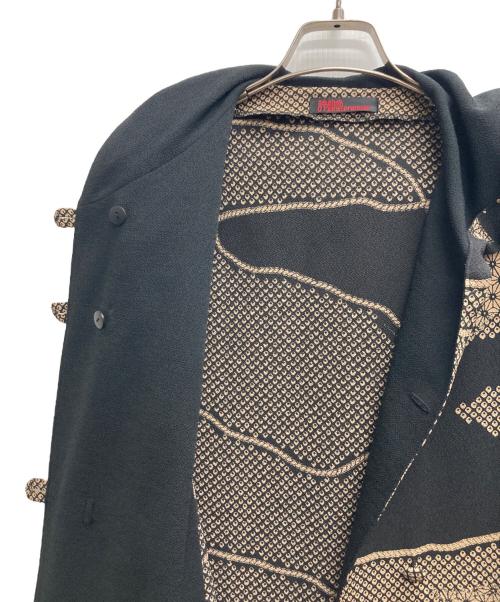 詩仙堂by HITOSHI（シセンドウバイヒトシ）詩仙堂BY HITOSHI (シセンドウバイヒトシ) ちりめんフーデットコート ブラック×ベージュ サイズ:記載無しの古着・服飾アイテム