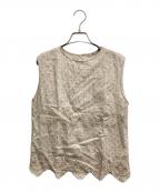 45Rフォーティファイブ・アール）の古着「カットワークノースリーブブラウス」｜ベージュ