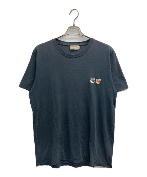 maison kitsune（メゾンキツネ）MAISON KITSUNE (メゾンキツネ) ダブル フォックス パッチ T シャツ ブラック サイズ:XLの古着・服飾アイテム
