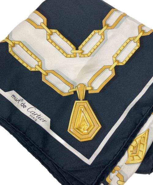 Cartier（カルティエ）Cartier (カルティエ) シルクスカーフ ゴールド×ブラックの古着・服飾アイテム