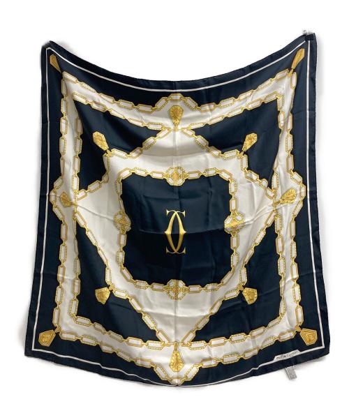 Cartier（カルティエ）Cartier (カルティエ) シルクスカーフ ゴールド×ブラックの古着・服飾アイテム