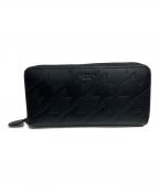 COACHコーチ）の古着「千鳥格子柄ラウンドジップウォレット」｜ブラック