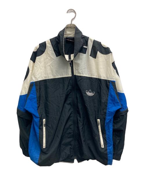 adidas（アディダス）adidas (アディダス) ナイロンジャケット ブラック×ブルー サイズ:7の古着・服飾アイテム