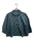 根々ネネ）の古着「刺繍シャツブラウス」｜グリーン