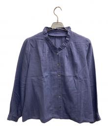 根々（ネネ）の古着「フリルカラーブラウス」｜ネイビー