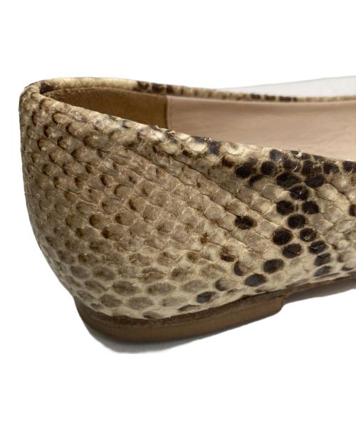 FABIO RUSCONI（ファビオルスコーニ）FABIO RUSCONI (ファビオルスコーニ) パイソンフラットシューズ ベージュ サイズ:36の古着・服飾アイテム