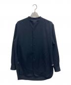 unbientアンビエント）の古着「ウールバンドカラーシャツ」｜ネイビー