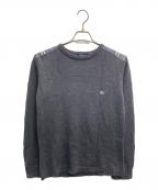 BURBERRY BLACK LABELバーバリーブラックレーベル）の古着「ショルダーパッチニット」｜グレー