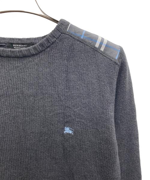 BURBERRY BLACK LABEL（バーバリーブラックレーベル）BURBERRY BLACK LABEL (バーバリーブラックレーベル) ショルダーパッチニット グレー サイズ:2の古着・服飾アイテム