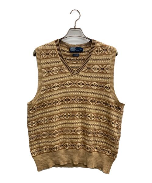 POLO RALPH LAUREN（ポロ・ラルフローレン）POLO RALPH LAUREN (ポロ・ラルフローレン) 90ｓカシミア混ニットベスト ブラウン サイズ:Lの古着・服飾アイテム