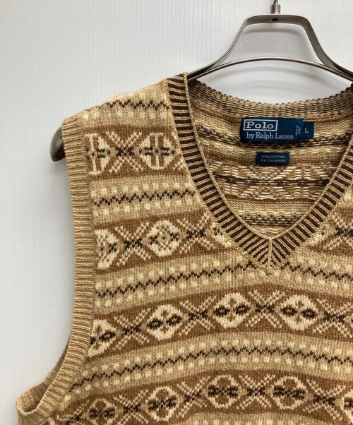 POLO RALPH LAUREN（ポロ・ラルフローレン）POLO RALPH LAUREN (ポロ・ラルフローレン) 90ｓカシミア混ニットベスト ブラウン サイズ:Lの古着・服飾アイテム