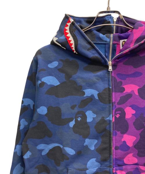 A BATHING APE（ア ベイシング エイプ）A BATHING APE (ア ベイシング エイプ) COLOR CAMO SEPARATE SHARK FZ HOODIE パープル×ネイビー サイズ:Lの古着・服飾アイテム