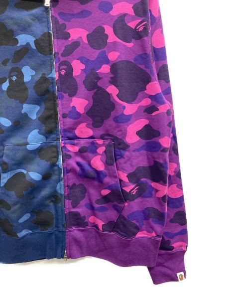 A BATHING APE（ア ベイシング エイプ）A BATHING APE (ア ベイシング エイプ) COLOR CAMO SEPARATE SHARK FZ HOODIE パープル×ネイビー サイズ:Lの古着・服飾アイテム