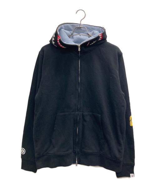 A BATHING APE（ア ベイシング エイプ）A BATHING APE (ア ベイシング エイプ) 2nd Shark Full Zip Hoodie ブラック サイズ:XLの古着・服飾アイテム