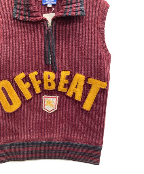 BURBERRY BLUE LABEL（バーバリーロンドンブルーレーベル）BURBERRY BLUE LABEL (バーバリーロンドンブルーレーベル) ジップニットベスト レッド サイズ:38 未使用品の古着・服飾アイテム