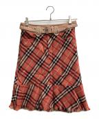 BURBERRY BLUE LABELバーバリーロンドンブルーレーベル）の古着「デニムベルトマーメイドスカート」｜ピンク