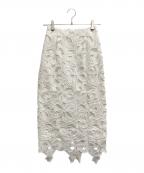 CELFORDセルフォード）の古着「リボンレースタイトスカート」｜ホワイト