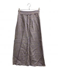 MACPHEE（マカフィー）の古着「アイリッシュリネン タックフレアロングスカート」｜ラベンダー