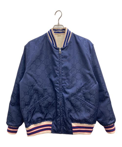 GUCCI（グッチ）GUCCI (グッチ) GGリバーシブルブルゾン ネイビー サイズ:46の古着・服飾アイテム