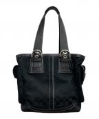 COACHコーチ）の古着「シグネチャーキャンバストートバッグ」｜ブラック