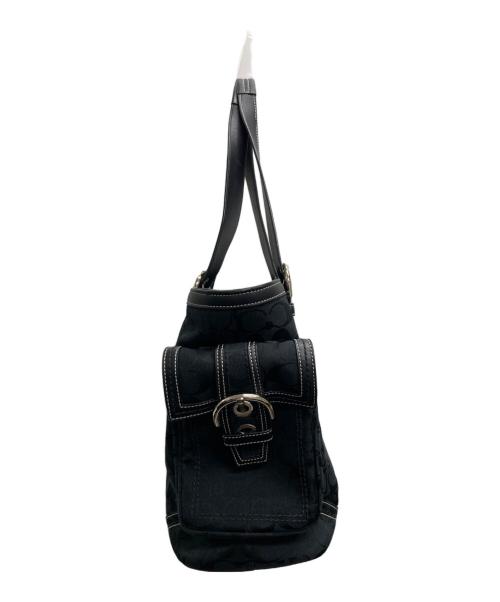COACH（コーチ）COACH (コーチ) シグネチャーキャンバストートバッグ ブラックの古着・服飾アイテム