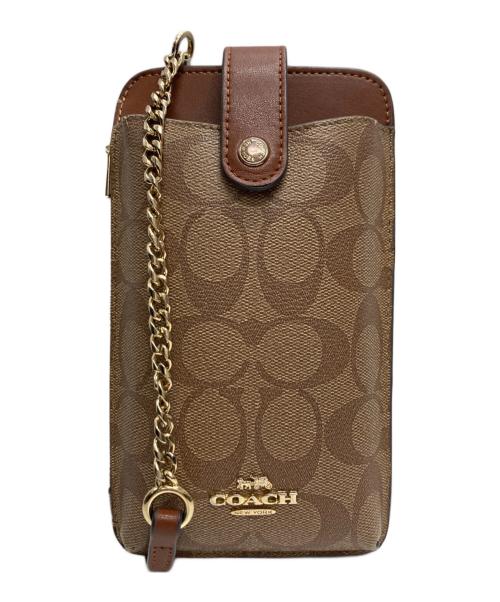 COACH（コーチ）COACH (コーチ) ノース／サウス フォーン クロスボディ シグネチャー キャンバス ブラウンの古着・服飾アイテム
