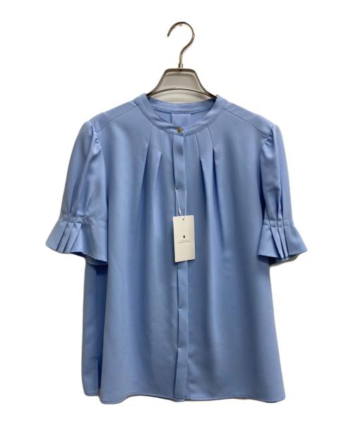 green label relaxing（グリーンレーベルリラクシング）green label relaxing (グリーンレーベルリラクシング) ピコタンタックショートスリーブブラウス ブルー サイズ:Freeの古着・服飾アイテム