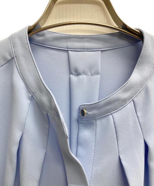 green label relaxing（グリーンレーベルリラクシング）green label relaxing (グリーンレーベルリラクシング) ピコタンタックショートスリーブブラウス ブルー サイズ:Freeの古着・服飾アイテム