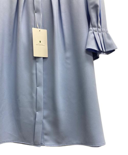 green label relaxing（グリーンレーベルリラクシング）green label relaxing (グリーンレーベルリラクシング) ピコタンタックショートスリーブブラウス ブルー サイズ:Freeの古着・服飾アイテム