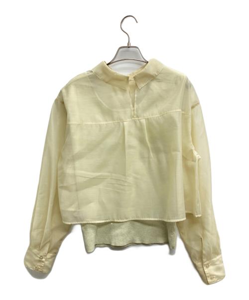 Apuweiser-riche（アプワイザーリッシェ）Apuweiser-riche (アプワイザーリッシェ) 2WAYシアーシャツアンサンブル 黄緑 サイズ:2の古着・服飾アイテム
