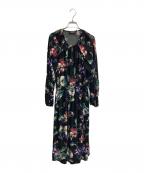 LAUREN RALPH LAURENローレンラルフローレン）の古着「フラワープリントワンピース」｜ブラック