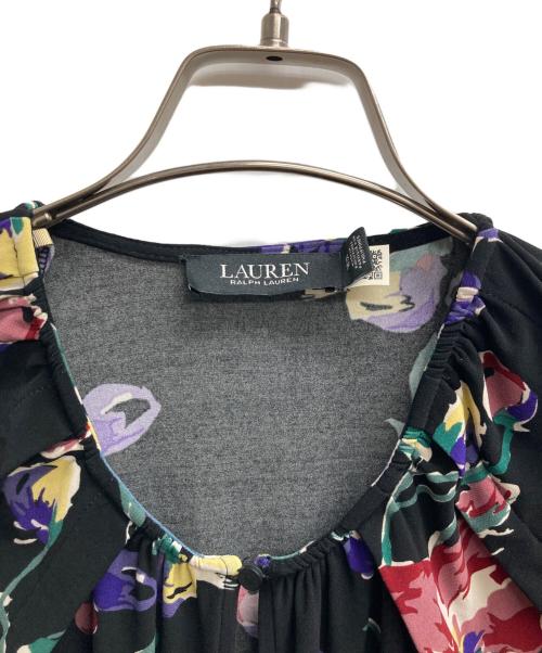 LAUREN RALPH LAUREN（ローレンラルフローレン）LAUREN RALPH LAUREN (ローレンラルフローレン) フラワープリントワンピース ブラック サイズ:XSの古着・服飾アイテム