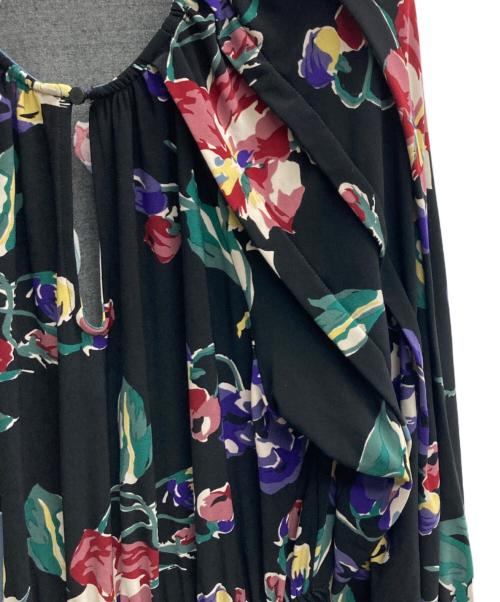 LAUREN RALPH LAUREN（ローレンラルフローレン）LAUREN RALPH LAUREN (ローレンラルフローレン) フラワープリントワンピース ブラック サイズ:XSの古着・服飾アイテム