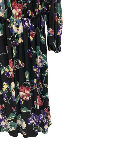 LAUREN RALPH LAUREN（ローレンラルフローレン）LAUREN RALPH LAUREN (ローレンラルフローレン) フラワープリントワンピース ブラック サイズ:XSの古着・服飾アイテム