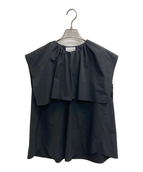 UNITED ARROWS TOKYO（ユナイテッドアローズトウキョウ）UNITED ARROWS TOKYO (ユナイテッドアローズトウキョウ) TFT ギャザークルーネック ブラウス ブラック サイズ:表記無しの古着・服飾アイテム