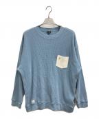 AVIREXアヴィレックス）の古着「LEATHER POCKET THERMAL PIGMENT O/D T-SHIRT」｜スカイブルー