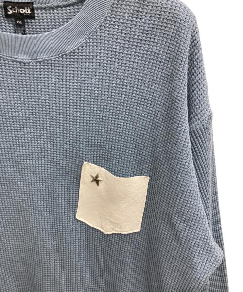 AVIREX（アヴィレックス）AVIREX (アヴィレックス) LEATHER POCKET THERMAL PIGMENT O/D T-SHIRT スカイブルー サイズ:2XL 未使用品の古着・服飾アイテム
