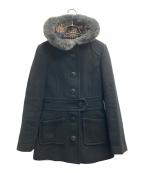 BURBERRY BLUE LABELバーバリーロンドンブルーレーベル）の古着「アンゴラ混フーデッドコート」｜ブラック