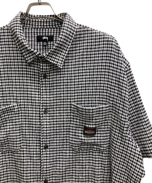 stussy（ステューシー）stussy (ステューシー) CRINKLED CHECK SS SHIRT ブラック サイズ:XLの古着・服飾アイテム