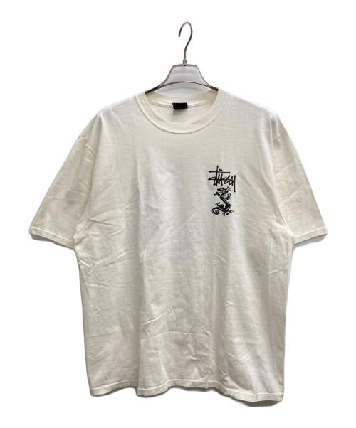 stussy（ステューシー）stussy (ステューシー) Double Dragon Pigment Dyed Tee ホワイト サイズ:Lの古着・服飾アイテム