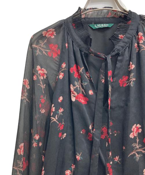 LAUREN RALPH LAUREN（ローレンラルフローレン）LAUREN RALPH LAUREN (ローレンラルフローレン) 花柄ワンピース ブラック サイズ:記載無しの古着・服飾アイテム